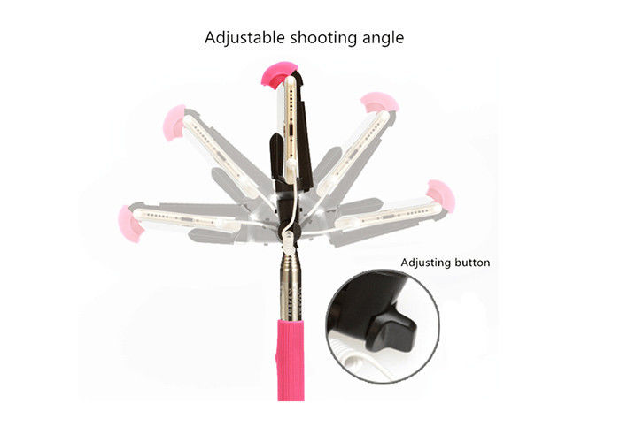 Telescoping mobile iPhone selfie stick with cord , Wired Monopod Rotate 360